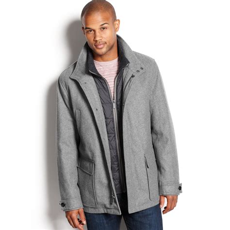 michael michael kors wool blend bib coat heather grey|2.